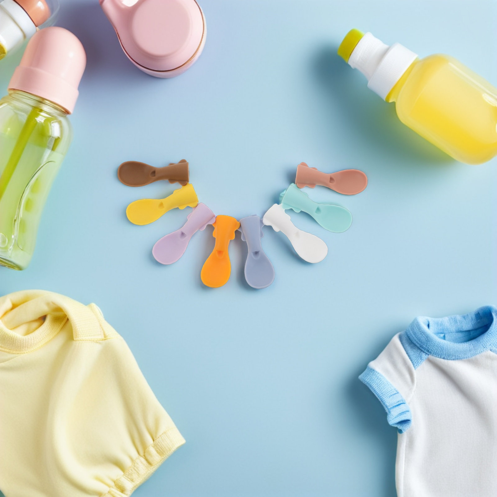 Baby Food Pouches Reusable - 8 cuillères en silicone réutilisables pour