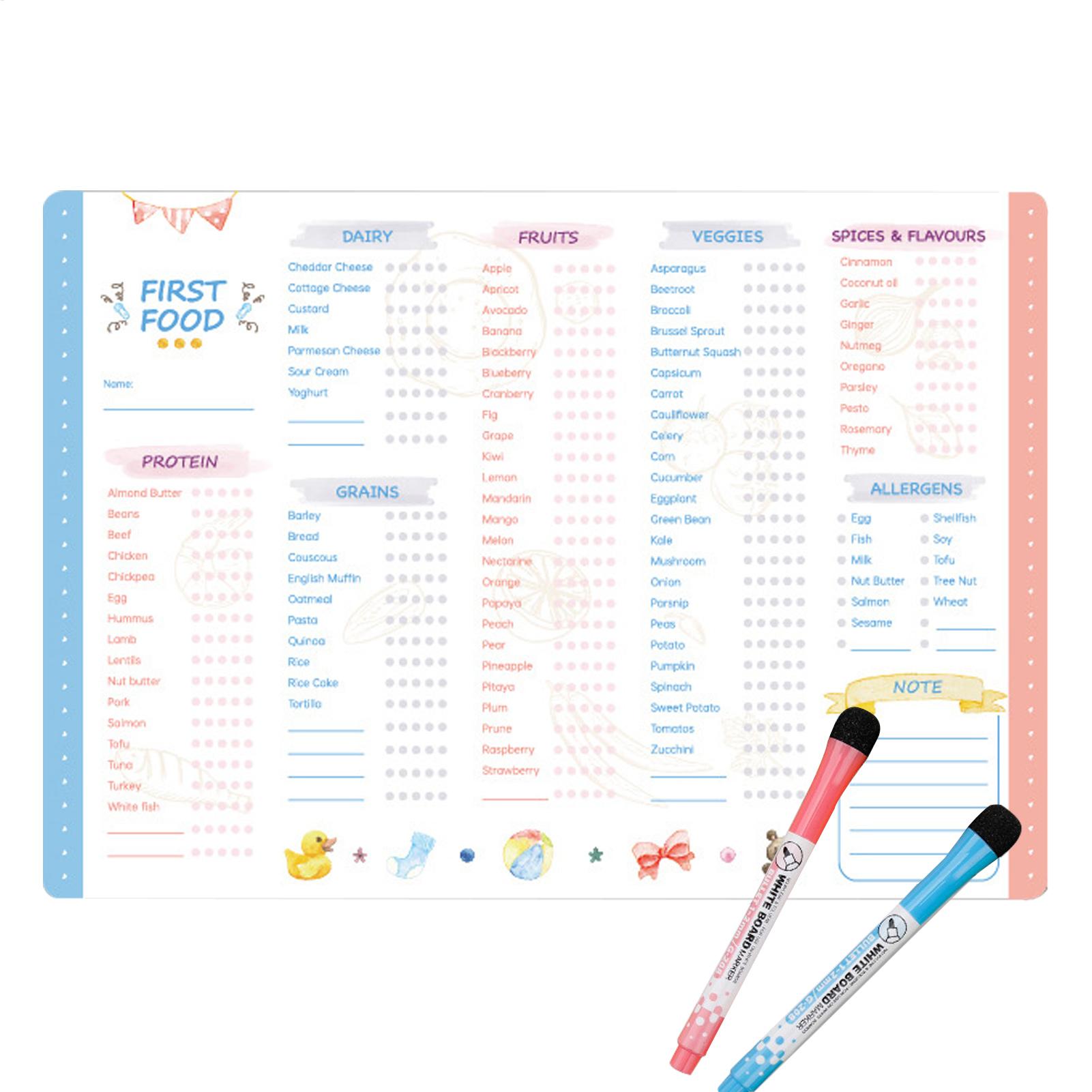 Baby Food Tracker - Tableau magnétique des premières aliments pour